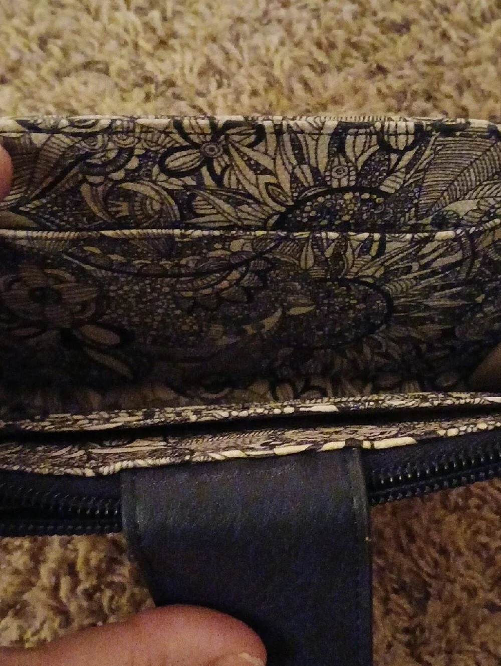 Sakroots Black and Cream Floral Zip Wallet